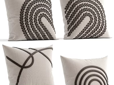 Neutral Beige Decorative Pillows Featuring Spiral Braided Patterns and Intertwined Lines 3d model