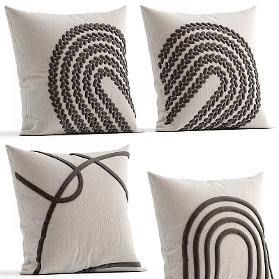 Neutral Beige Decorative Pillows Featuring Spiral Braided Patterns and Intertwined Lines 3d model