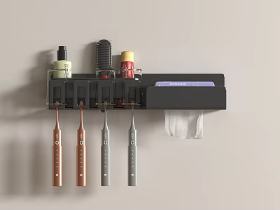 Wall Mounted Bathroom Toothbrush Holder With Toothbrushes Toothpaste And Toiletries Storage Organizer 3d model