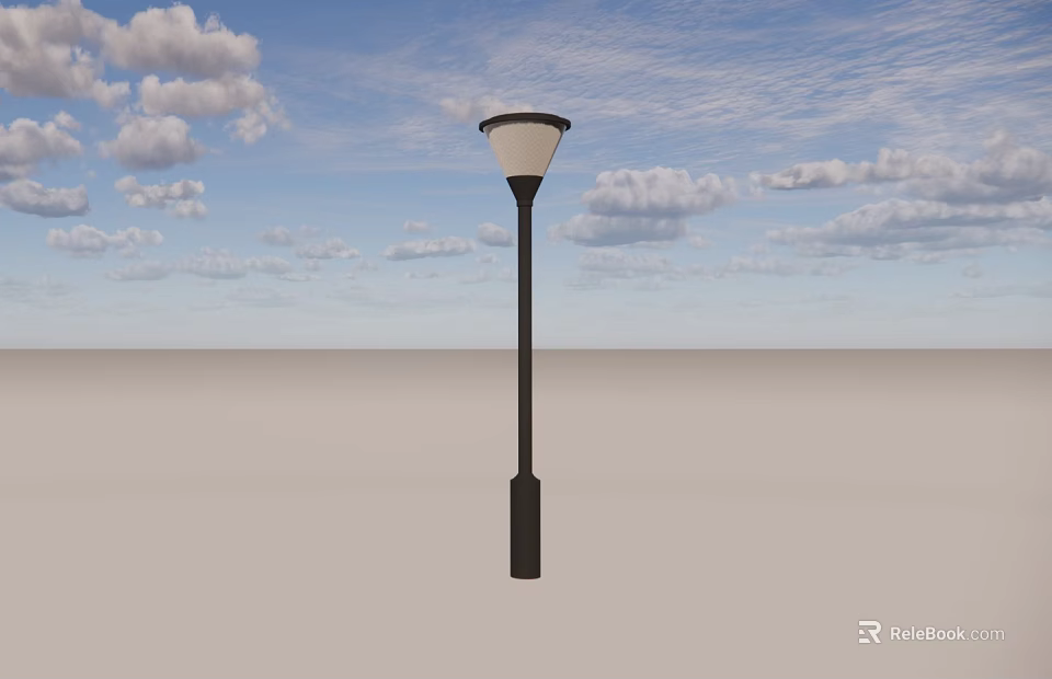 Black Garden Decorative Lamp With Blue Sky White Clouds And Light Ground 3d model 