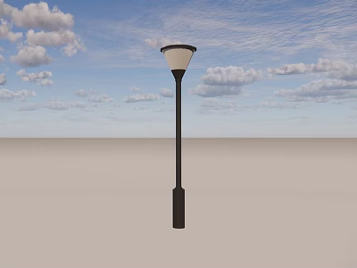 Black Garden Decorative Lamp With Blue Sky White Clouds And Light Ground 3d model