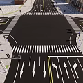 Urban Road Facilities at Intersection With Crosswalks Lane Arrows And Bicycle Lane