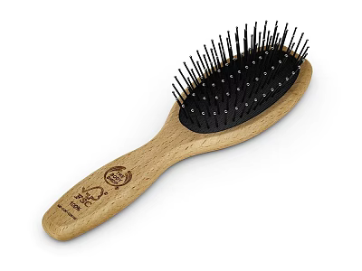Daily Washing Care Wooden Handle Hair Brush With Black Bristles And Engraved Logo 3d model
