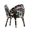 Colorful Butterfly Pattern Single Accent Chair With Modern Armrest And Artistic Design