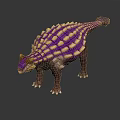 Detailed 3D Render Dinosaur Model With Purple Yellow Armored Plates Sturdy Limbs Long Tail