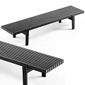 Modern Black Slatted Wooden Bench With Minimalist Design For Indoor Use