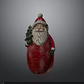 Festive Santa Claus Decorative Figurine In Red Outfit Holding Small Christmas Tree