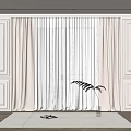 Elegant Light Beige Curtains With Sheer Layers By Window And Green Plant In Modern Interior