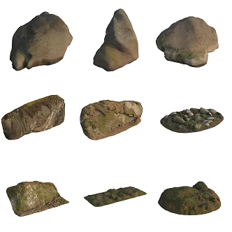 Moss Stone Boulder Rock 3d model