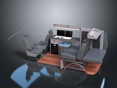 Modern Office Desk Setup With Ergonomic Chair Storage Cabinets And Computer Monitor 3d model