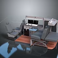 Modern Office Desk Setup With Ergonomic Chair Storage Cabinets And Computer Monitor