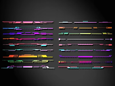 Colorful Decorative Lines With Various Designs And Vibrant Hues For Digital Art Projects 3d model