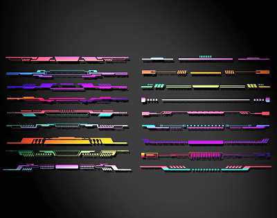 Colorful Decorative Lines With Various Designs And Vibrant Hues For Digital Art Projects 3d model
