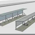 Outdoor Bike Canopy Structure With Metal Frame And Row Parking Design For Bicycles