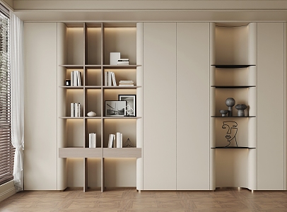 Modern Quiet Bookcase Decorative Cabinet Office Bookcase Study 3d model