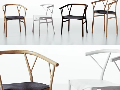 Modern Minimalist Leisure Chair with Curved Armrest and White Black Wooden Options 3d model