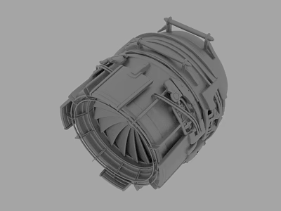 3D Rendered Mechanical Component With Turbine Blades And Metal Frames 3d model