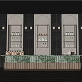 Sales Office Interior With Green Marble Counter Arched Display Shelves And Decorative Lights