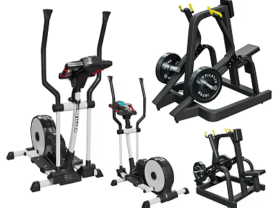 Home Gym Sports Equipment Collection With Elliptical Trainer Exercise Bike And Strength Training Machines 3d model