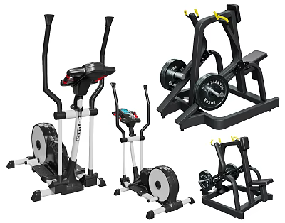 Home Gym Sports Equipment Collection With Elliptical Trainer Exercise Bike And Strength Training Machines 3d model