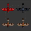 Colorful Birds with Various Colors and Wing Positions on White Background