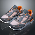 Gray Orange And Pink Athletic Shoes With Mesh Design White Sole And Modern Style