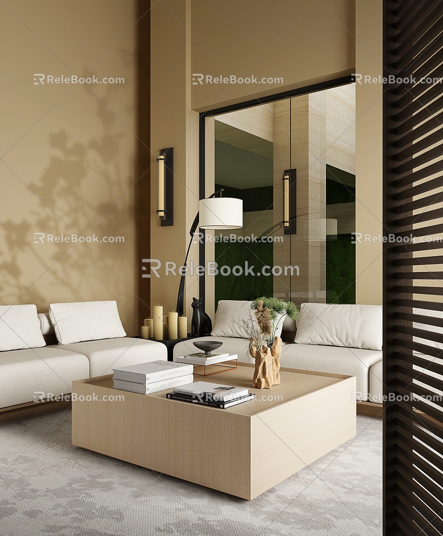 Modern Sofa Coffee Table Combination Villa 3d model