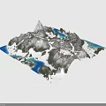 Scenic Mountain Landscape With Snowy Peaks Blue Lakes And Green Vegetation
