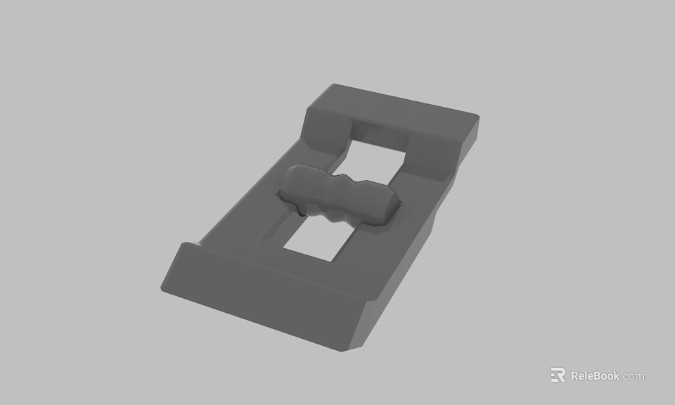 Gray 3D Mechanical Component Model With Rectangular Base And Central Groove Structure 3d model 