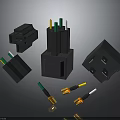 Electronic Electrical Components With Connectors Plugs Colored Pins Metal Terminals And Cable Assemblies 3d model