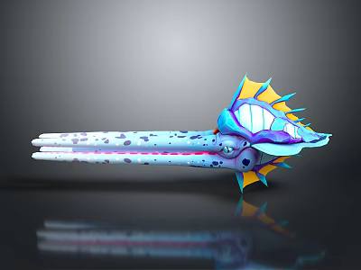 Colorful Mythical Sea Creature With Blue Spotted Body Yellow Fins And Purple Tentacles 3d model