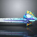 Colorful Mythical Sea Creature With Blue Spotted Body Yellow Fins And Purple Tentacles