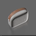 Modern Minimalist Daily Life Essentials Light Gray Fabric Storage Bag With Brown Leather Handle 3d model