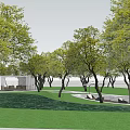 Outdoor Pergola in Natural Landscape With Green Trees Grass and Waterfront
