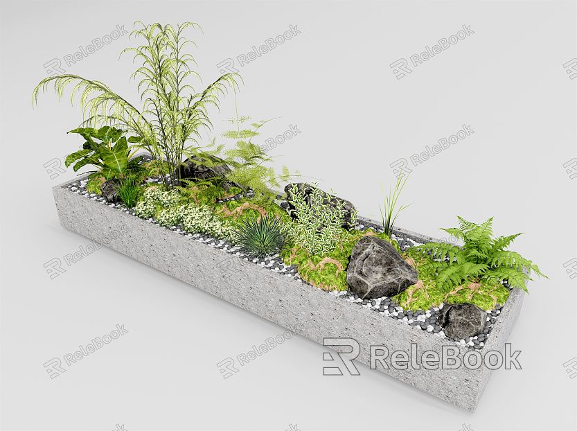 Modern landscape sketch green plant potted plant landscape sketch moss model