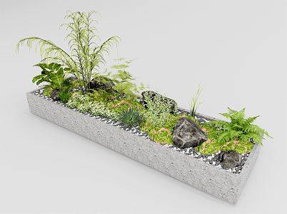 Modern landscape sketch green plant potted plant landscape sketch moss 3d model