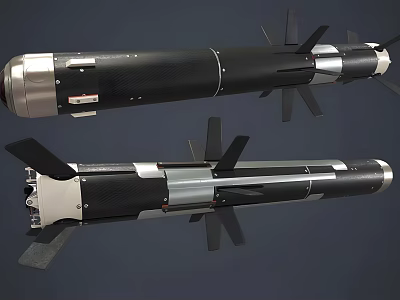 Modern Military Missiles With Black Silver Design Carbon Fiber Components And Tail Fins 3d model