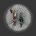 Game Movie Characters Riding Colorful Scooters With Helmets And Black Cat On Cobblestone Path