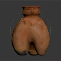 Unique Orange Red Clay Pot With Curved Shape Textured Surface And Sturdy Base