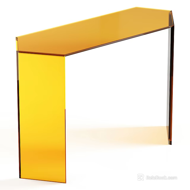 Modern Yellow Acrylic Console Table With Sleek Transparent Structure And Clean Lines 3d model