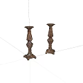 Pair Of Ornate Brass Candle Holders With Intricate Carved Design