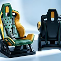 Car Seats Green And Yellow Racing Style Leather Upholstery With Safety Belts And Fixed Frames