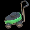 Green And Black Push Lawn Mower With Wheels And Handle Design 3d model