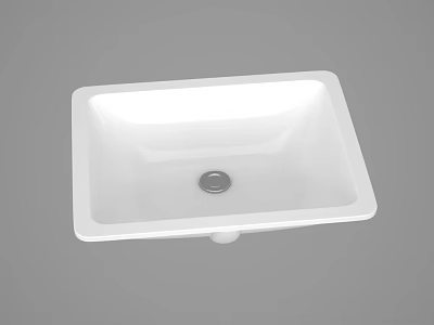 White Square Modern Bathroom Washbasin With Sleek Design And Drain Hole 3d model