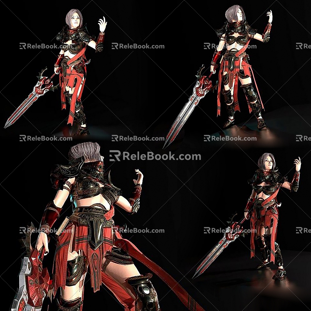 Game Role female warrior 3d model