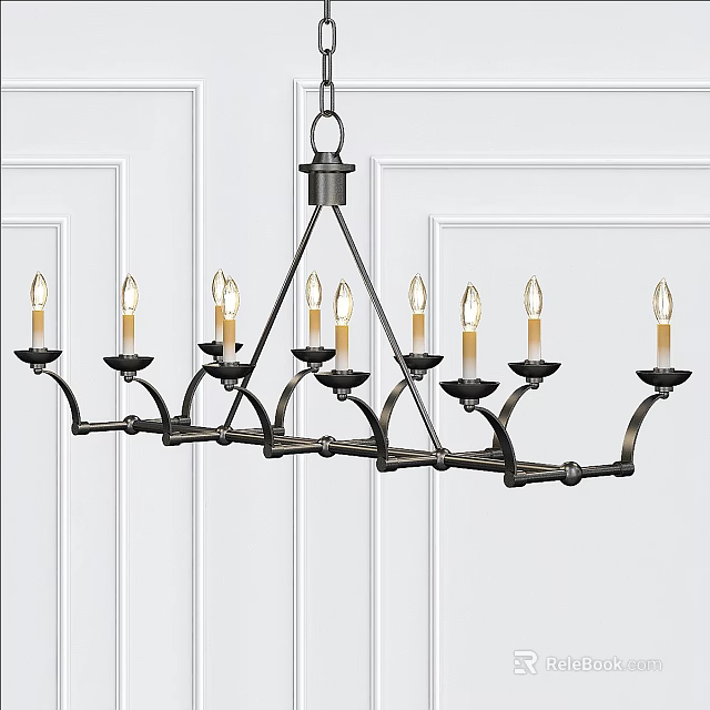 Classic Multi Arm Chandelier With Metal Frame And Candle Shaped Bulbs For White Wall Interior 3d model 