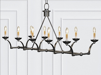 Industrial wind iron candle holder chandelier 3d model