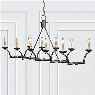 Industrial wind iron candle holder chandelier 3d model