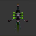 Sci Fi Mechanical Creature Design With Purple Green Accents Slender Limbs And Wing Like Structures