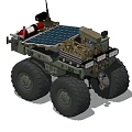Detailed Military Unmanned Vehicle Model With Large Wheels Antenna And Equipment